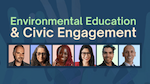 Six environmental education and civic engagement panelists in a row