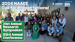 Group photo from the 2022 NAAEE Research Symposium session attendees with the text "2024 NAAEE Call for Presentations"