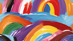 Illustrated brush strokes of rainbow colors