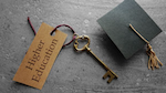 Higher Education key tag with graduation cap