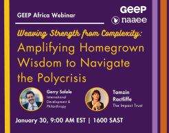 Graphic for GEEP Africa webinar on navigating the polycrisis