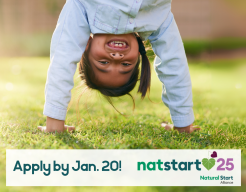 A smiling child does a handstand in the grass.